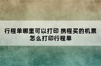 行程单哪里可以打印 携程买的机票怎么打印行程单